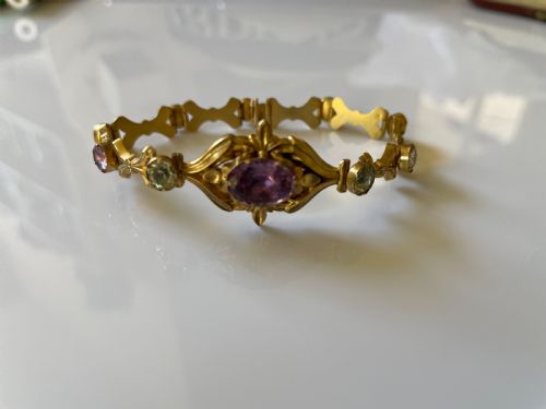VICTORIAN CHRYSOBERYL AND AMETHYST GOLD BRACELET - ADDITIONAL PHOTO 1