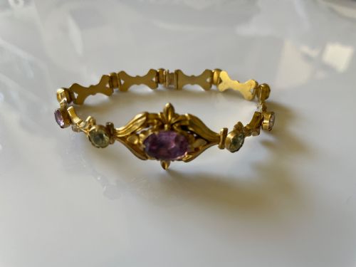VICTORIAN CHRYSOBERYL AND AMETHYST GOLD BRACELET - ADDITIONAL PHOTO 4