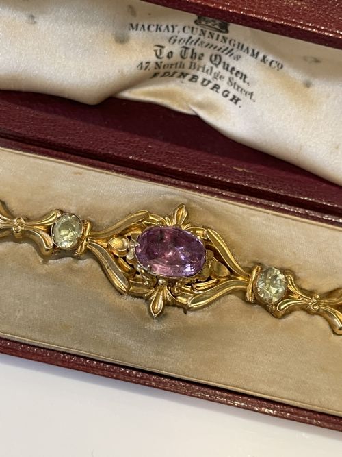 VICTORIAN CHRYSOBERYL AND AMETHYST GOLD BRACELET - ADDITIONAL PHOTO 7