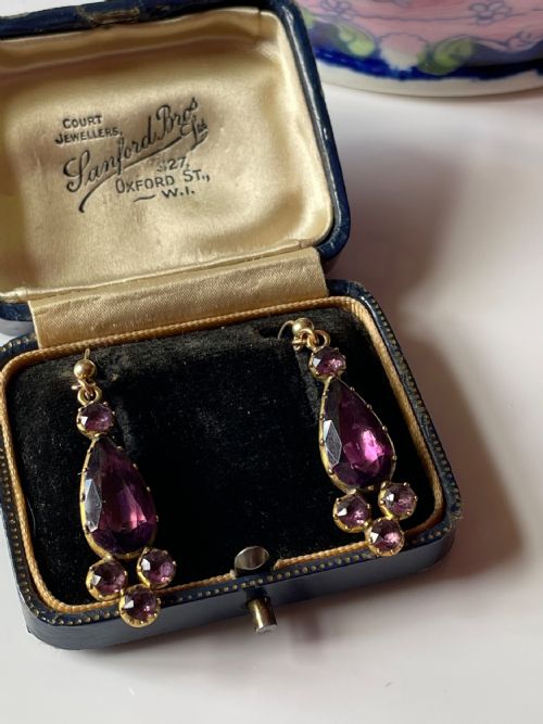 GEORGIAN FOIL BACK AMETHYST EARRINGS - ADDITIONAL PHOTO 2
