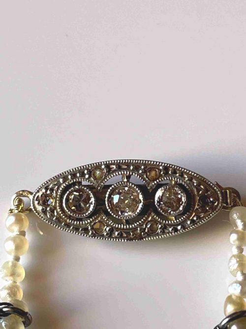 A NATURAL SALTWATER PEARL AND DIAMOND NECKLACE - ADDITIONAL PHOTO 2