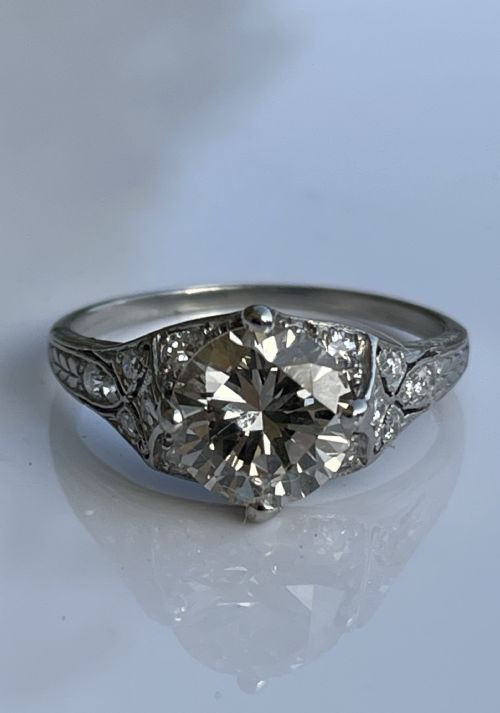 ANTIQUE ART DECO 185CT DIAMOND AND PLATINUM ENGAGEMENT RING - ADDITIONAL PHOTO 5