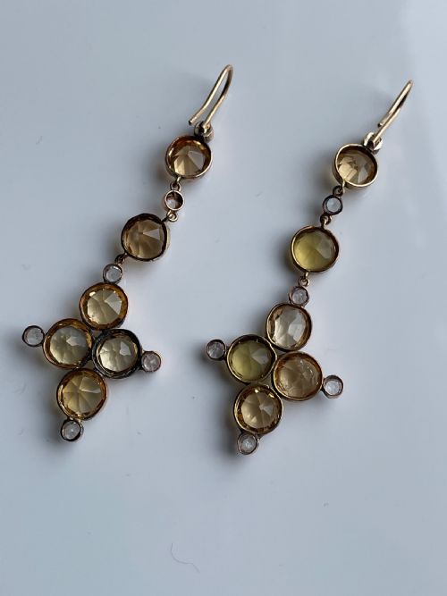 VICTORIAN GOLDEN TOPAZ GOLD EARRINGS - ADDITIONAL PHOTO 7