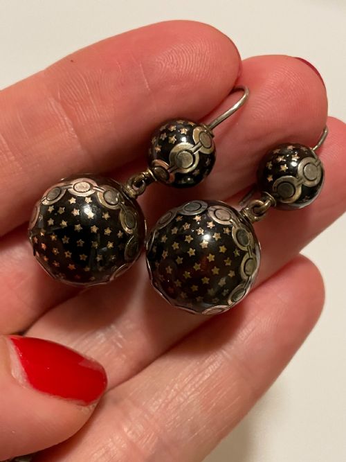 VICTORIAN PIQUE TORTOISESHELL EARRINGS - ADDITIONAL PHOTO 4