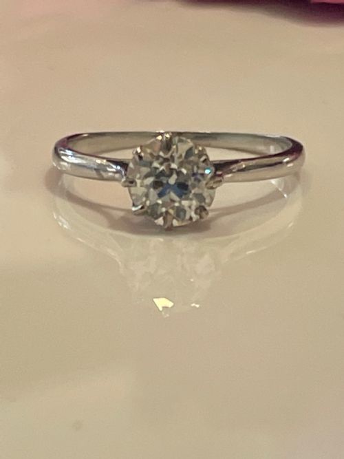 OLD EUROPEAN CUT DIAMOND SOLITAIRE PLATINUM ENGAGEMENT RING 065CTS - ADDITIONAL PHOTO 4
