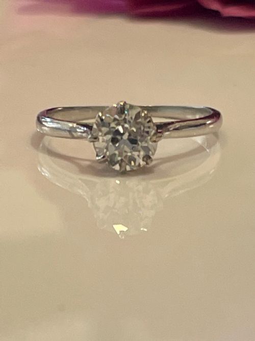 OLD EUROPEAN CUT DIAMOND SOLITAIRE PLATINUM ENGAGEMENT RING 065CTS - ADDITIONAL PHOTO 1