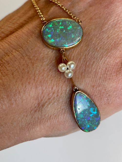 EDWARDIAN NATURAL OPAL AND PEARL PENDANT - ADDITIONAL PHOTO 1