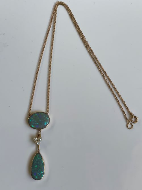 EDWARDIAN NATURAL OPAL AND PEARL PENDANT - ADDITIONAL PHOTO 2