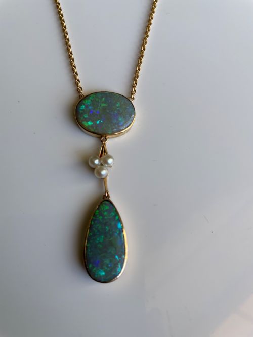 EDWARDIAN NATURAL OPAL AND PEARL PENDANT - ADDITIONAL PHOTO 3