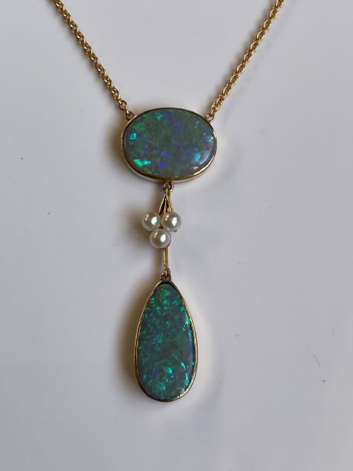 EDWARDIAN NATURAL OPAL AND PEARL PENDANT - ADDITIONAL PHOTO 5