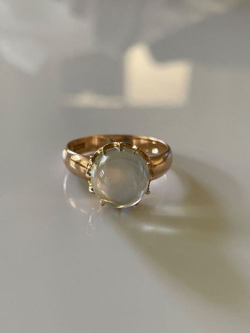 15CT GOLD VICTORIAN MOONSTONE SET RING - ADDITIONAL PHOTO 2