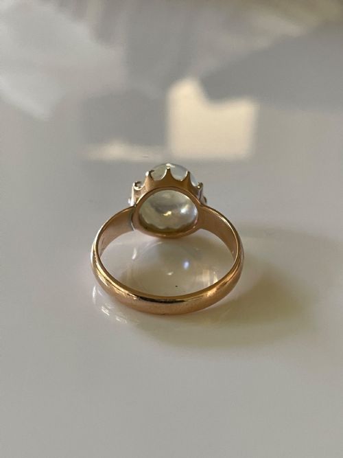15CT GOLD VICTORIAN MOONSTONE SET RING - ADDITIONAL PHOTO 1