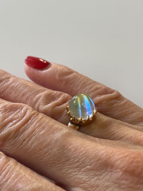 15CT GOLD VICTORIAN MOONSTONE SET RING - ADDITIONAL PHOTO 4