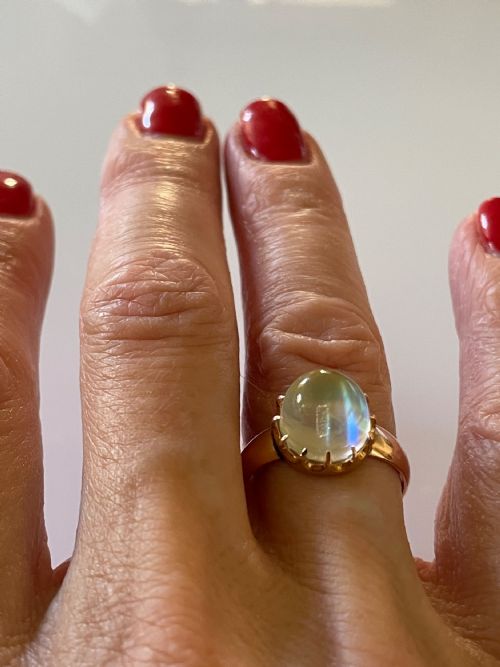 15CT GOLD VICTORIAN MOONSTONE SET RING - ADDITIONAL PHOTO 3