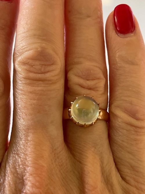 15CT GOLD VICTORIAN MOONSTONE SET RING - ADDITIONAL PHOTO 5