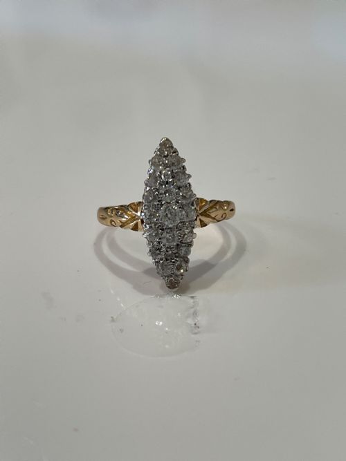 victorian old cut diamond marquise ring - CATEGORY: ANTIQUE JEWELLERY - DATED 1900