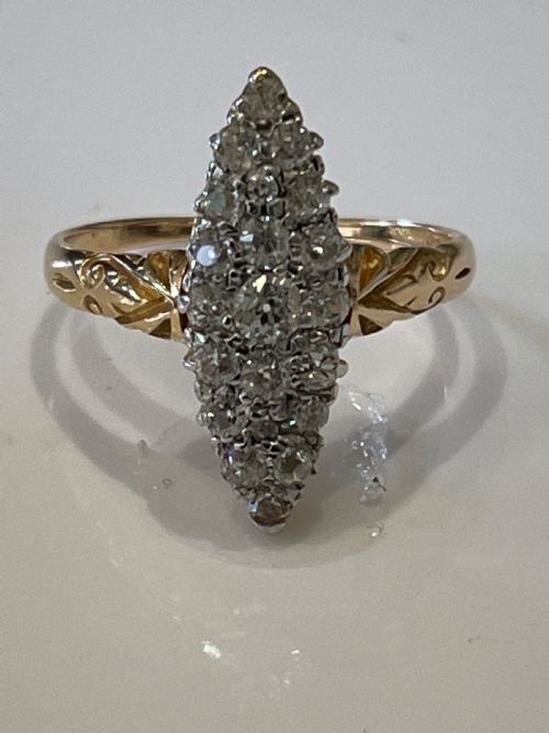 VICTORIAN OLD CUT DIAMOND MARQUISE RING - ADDITIONAL PHOTO 1