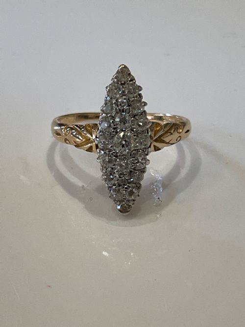 VICTORIAN OLD CUT DIAMOND MARQUISE RING - ADDITIONAL PHOTO 6