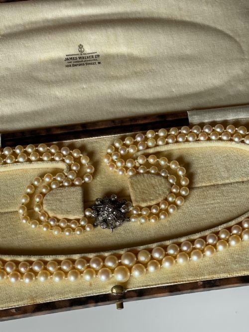 PEARL NECKLACE WITH DIAMOND STAR SET CLASP - ADDITIONAL PHOTO 1