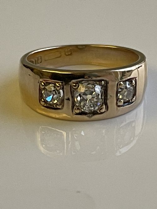 ANTIQUE VICTORIAN 15CT GOLD DIAMOND GYPSY STYLE BAND RING - ADDITIONAL PHOTO 3