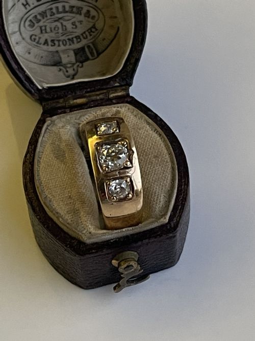 ANTIQUE VICTORIAN 15CT GOLD DIAMOND GYPSY STYLE BAND RING - ADDITIONAL PHOTO 4