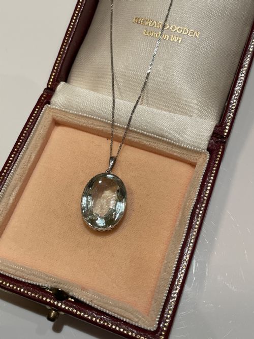 ART DECO LARGE AQUAMARINE PENDANT - ADDITIONAL PHOTO 3