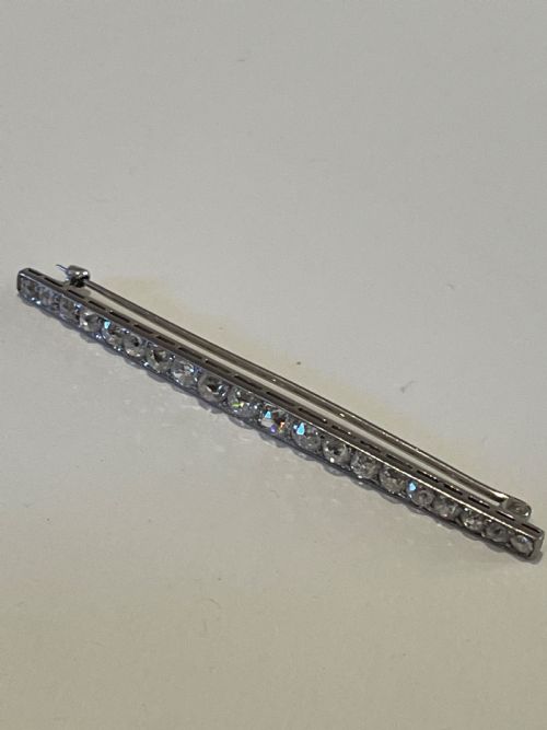 EDWARDIAN OLD CUT DIAMOND 18CT LINE BROOCH 175CTS - ADDITIONAL PHOTO 2