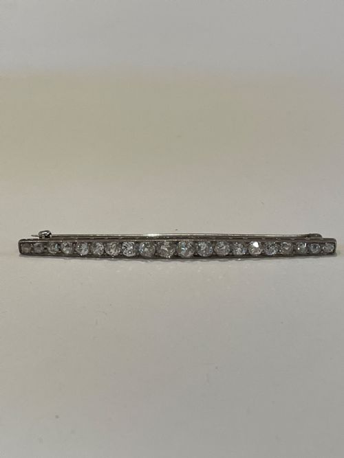 EDWARDIAN OLD CUT DIAMOND 18CT LINE BROOCH 175CTS - ADDITIONAL PHOTO 3
