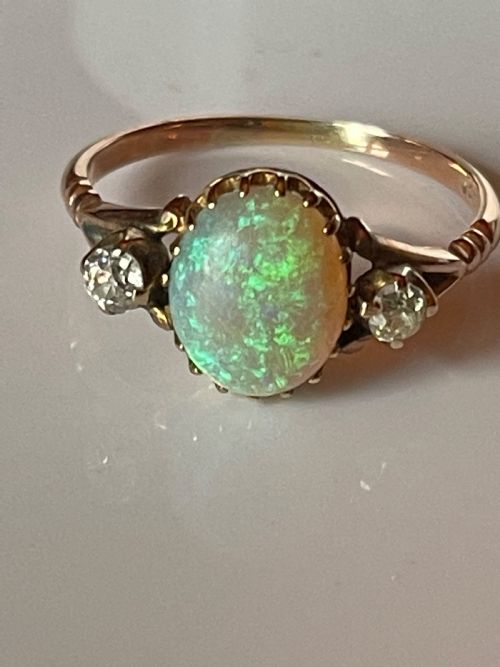 edwardian opal and diamond ring - CATEGORY: ANTIQUE JEWELLERY - DATED EDWARDIAN