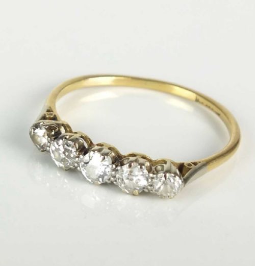 ANTIQUE FIVE STONE OLD CUT DIAMOND RING - ADDITIONAL PHOTO 1