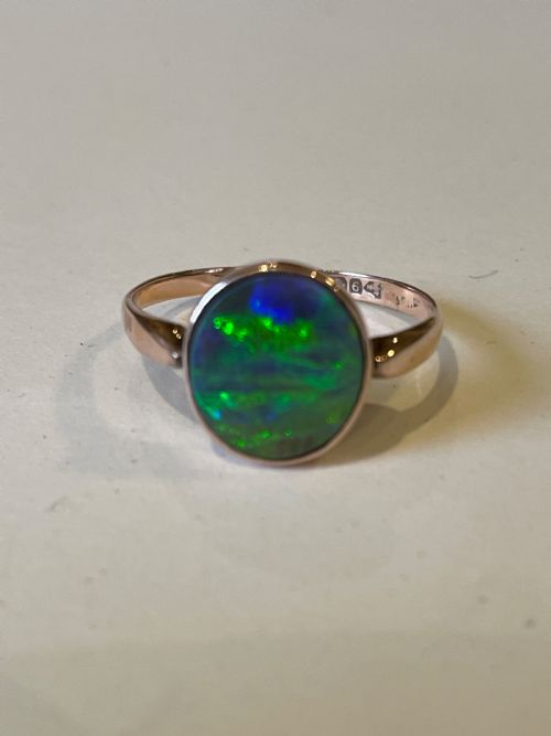 BLACK OPAL ANTIQUE GOLD RING - ADDITIONAL PHOTO 1