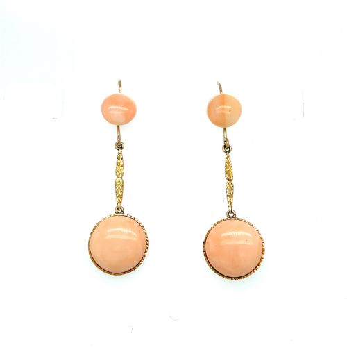 VICTORIAN 15CT GOLD CORAL EARRINGS - ADDITIONAL PHOTO 2