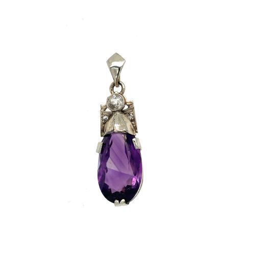 AMETHYST AND DIAMOND ART NOUVEAUX PENDANT - ADDITIONAL PHOTO 1