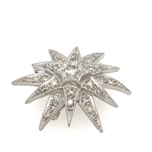 DIAMOND PLATINUM SET STAR BROOCH - ADDITIONAL PHOTO 2