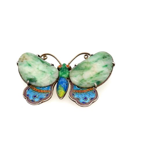 EARLY 20TH CENTURY JADEITE BUTTERLY BROOCH