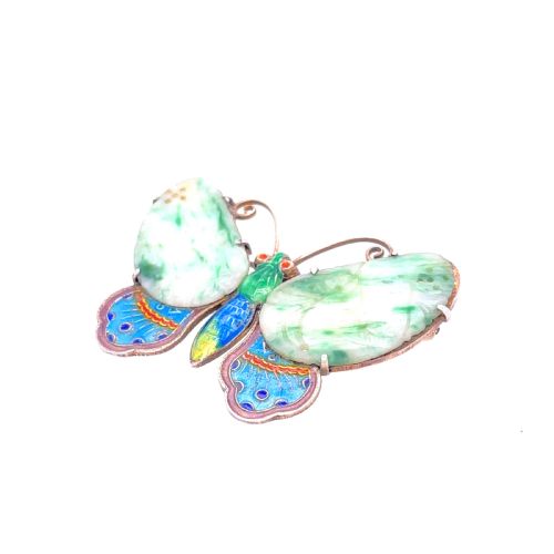 EARLY 20TH CENTURY JADEITE BUTTERLY BROOCH - ADDITIONAL PHOTO 2