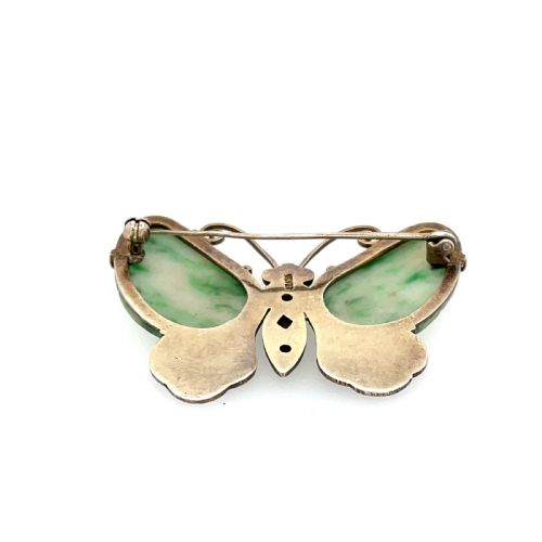 EARLY 20TH CENTURY JADEITE BUTTERLY BROOCH - ADDITIONAL PHOTO 3