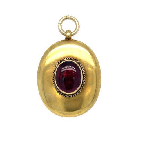 victorian garnet set gold secret locket - CATEGORY: ANTIQUE JEWELLERY - DATED VICTORIAN