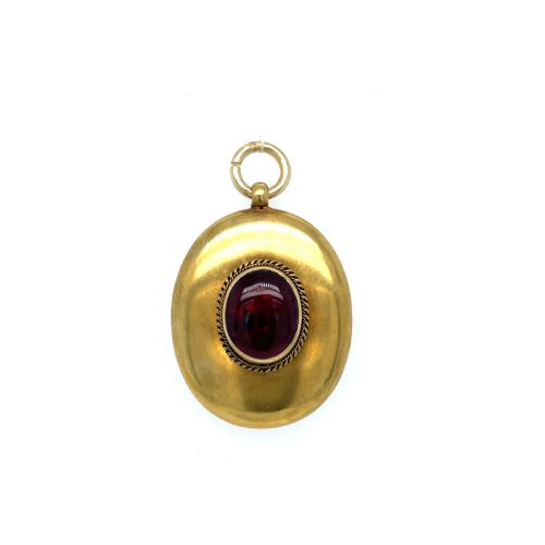 VICTORIAN GARNET SET GOLD SECRET LOCKET - ADDITIONAL PHOTO 4