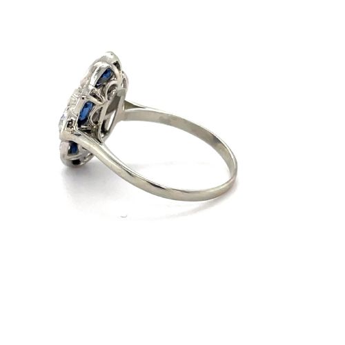 EARLY 20TH CENTURY NATURAL CERTIFIED UNHEATED SAPPHIRE AND DIAMOND RING - ADDITIONAL PHOTO 2