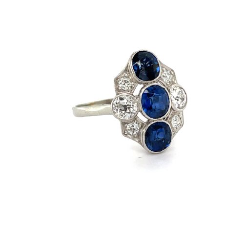 EARLY 20TH CENTURY NATURAL CERTIFIED UNHEATED SAPPHIRE AND DIAMOND RING - ADDITIONAL PHOTO 3