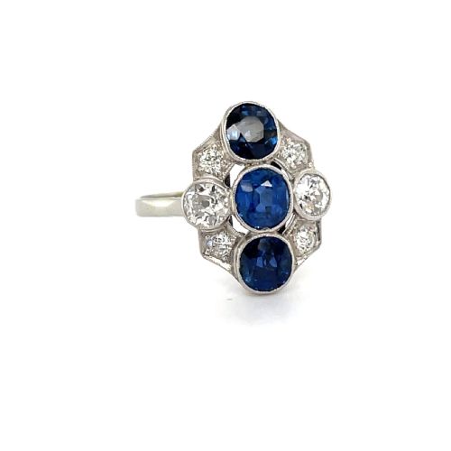 EARLY 20TH CENTURY NATURAL CERTIFIED UNHEATED SAPPHIRE AND DIAMOND RING - ADDITIONAL PHOTO 4