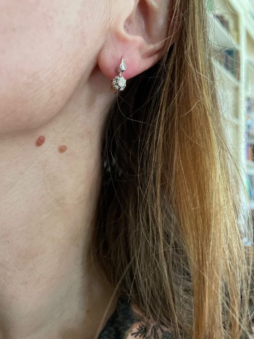 ANTIQUE DIAMOND EARRINGS - ADDITIONAL PHOTO 2