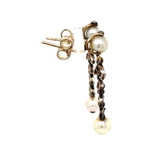 VICTORIAN CERTIFIED NATURAL PEARL AND DIAMOND EARRINGS - ADDITIONAL PHOTO 1