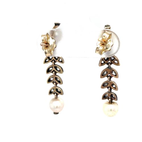 VICTORIAN CERTIFIED NATURAL PEARL AND DIAMOND EARRINGS - ADDITIONAL PHOTO 2