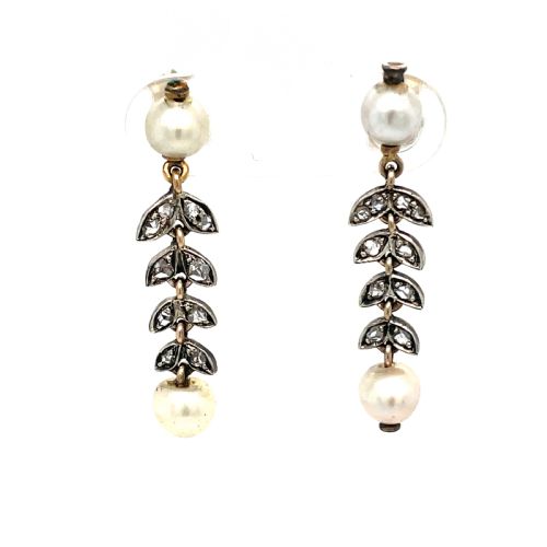VICTORIAN CERTIFIED NATURAL PEARL AND DIAMOND EARRINGS - ADDITIONAL PHOTO 3