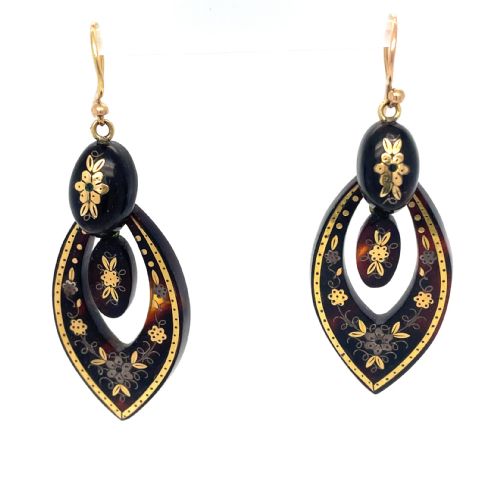 ANTIQUE TORTOISESHELL VICTORIAN EARRINGS