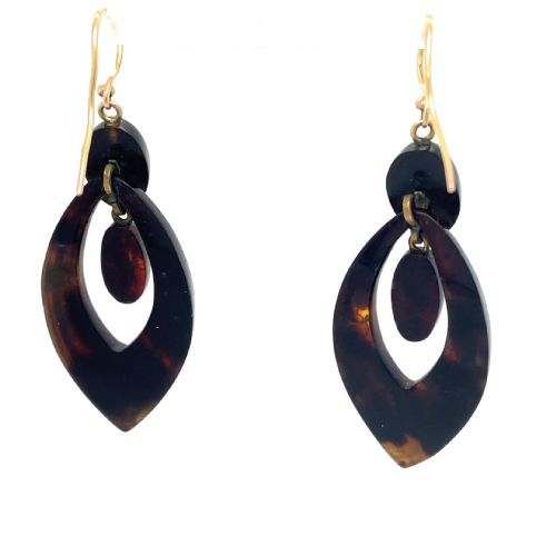 ANTIQUE TORTOISESHELL VICTORIAN EARRINGS - ADDITIONAL PHOTO 2