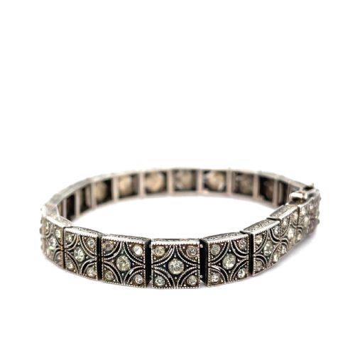 ANTIQUE ART DECO KNOLL AND PREGIZER SILVER AND PASTE BRACELET - ADDITIONAL PHOTO 1