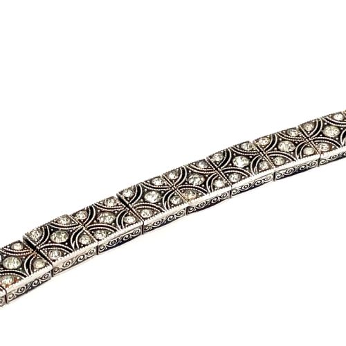 ANTIQUE ART DECO KNOLL AND PREGIZER SILVER AND PASTE BRACELET - ADDITIONAL PHOTO 2
